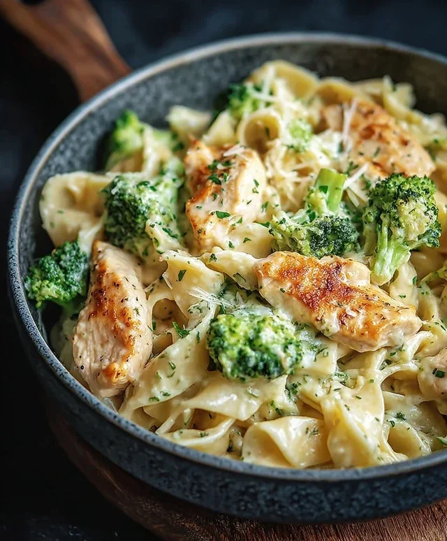 Cremige Hähnchen Brokkoli Pasta