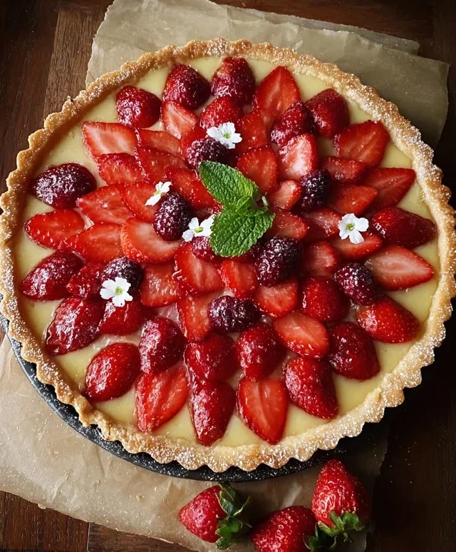 Crostata con fragole e more
