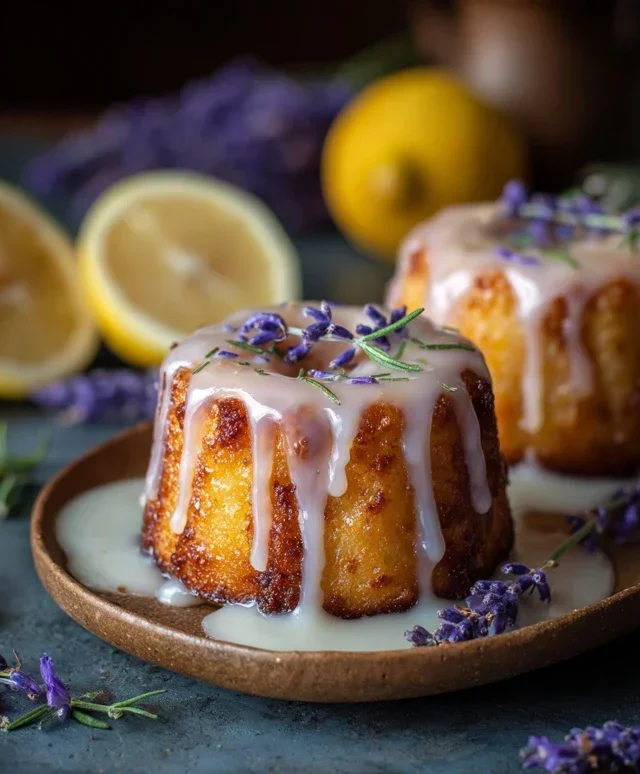 Mini Lemon Cakes With Lavender Glaze