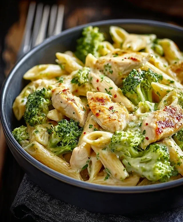 Cremige Hähnchen Brokkoli Pasta
