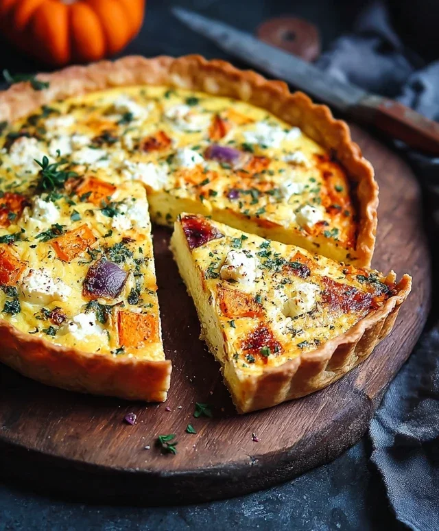 Kurbis Quiche mit Feta