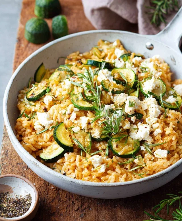 Zucchini-Reis-Pfanne mit Feta
