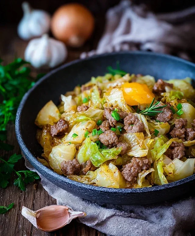 Spitzkohl Hackfleisch Pfanne