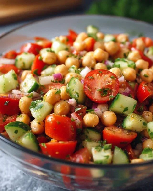 Kichererbsen Salat mit Gurke und Tomaten
