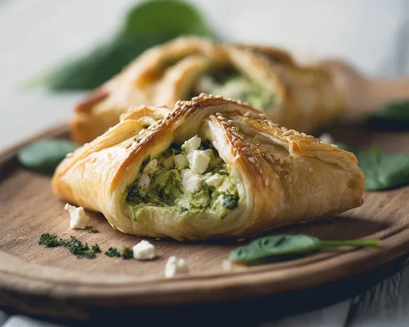 Blätterteigecken mit Bärlauch-Feta-Füllung