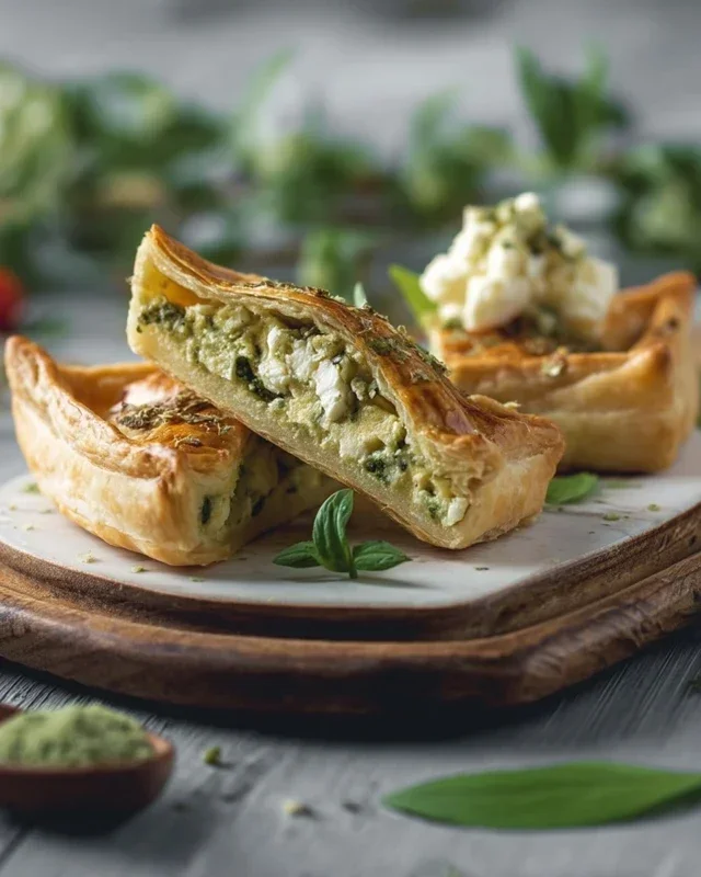 Blätterteigecken mit Bärlauch-Feta-Füllung