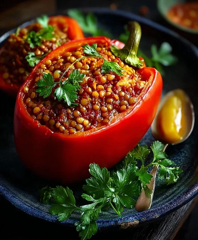 Gefüllte Spitzpaprika mit Linsen