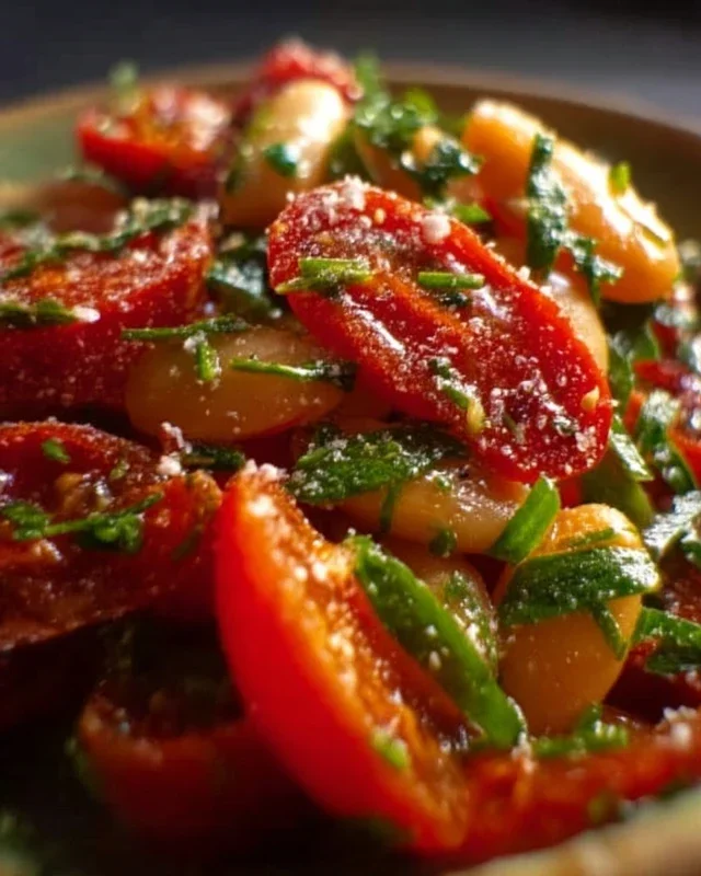 Marinierter getrockneter Tomaten-Bohnen-Salat – frisch & aromatisch