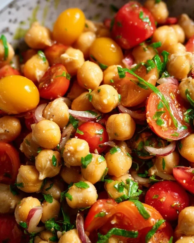 Knuspriger Kichererbsen-Tomaten-Salat