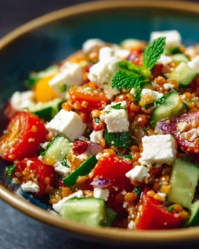 Orientalischer Rote Linsensalat mit Feta einfach genießen!