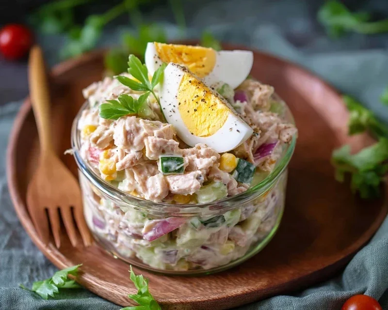 Thunfischsalat mit Ei und Gurken