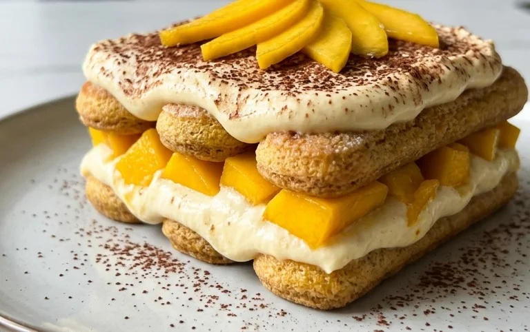 Mango Tiramisu (eggless, dairy-free)