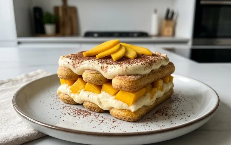 Mango Tiramisu (eggless, dairy-free)