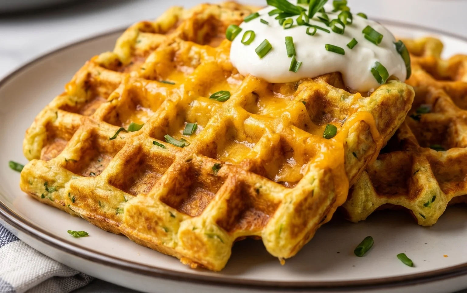 Zucchiniwaffeln mit Cheddar