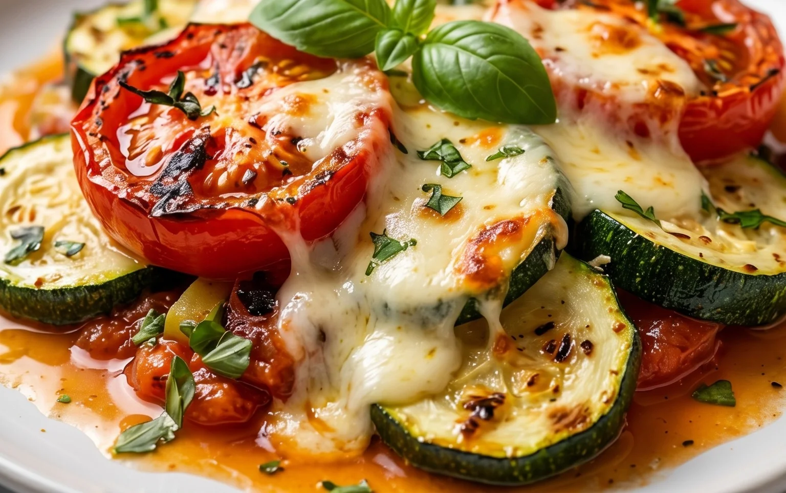 Tomaten Zucchini Auflauf mit Mozzarella