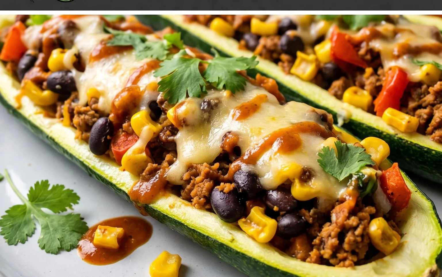 Gefüllte Zucchini-Schiffchen nach mexikanischer Art (Low Carb, Vegan)