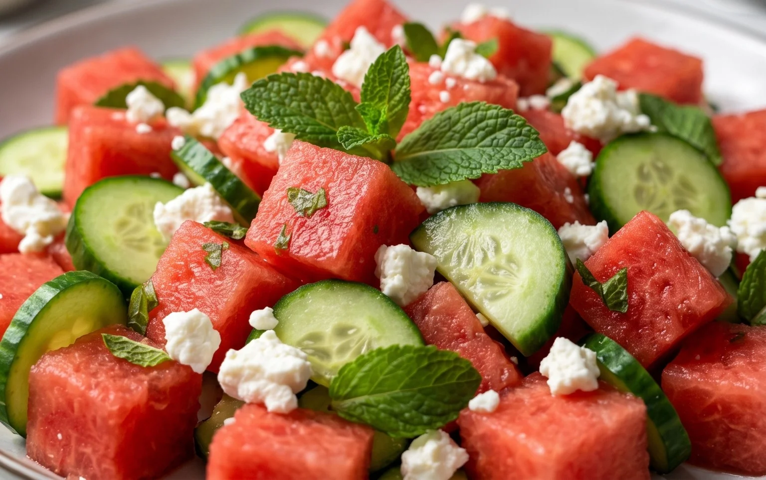 SIMPLE Watermelon + Cucumber + Feta Salad
