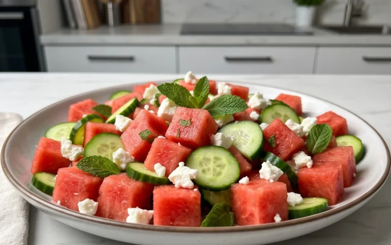 SIMPLE Watermelon + Cucumber + Feta Salad