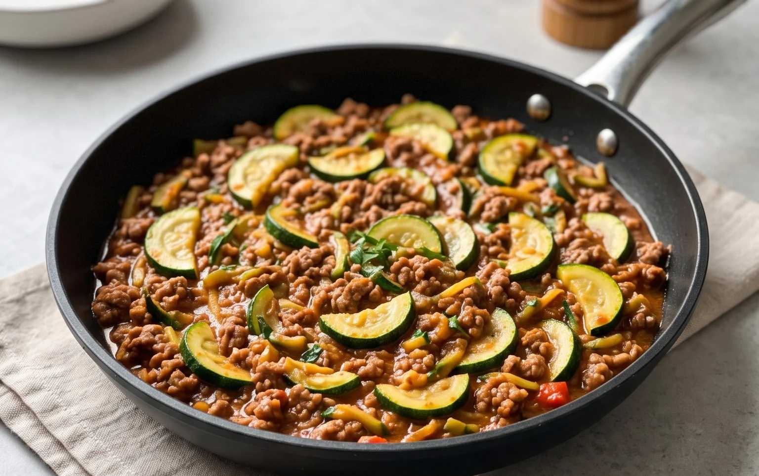 Schnelle Zucchini Hackfleisch Pfanne