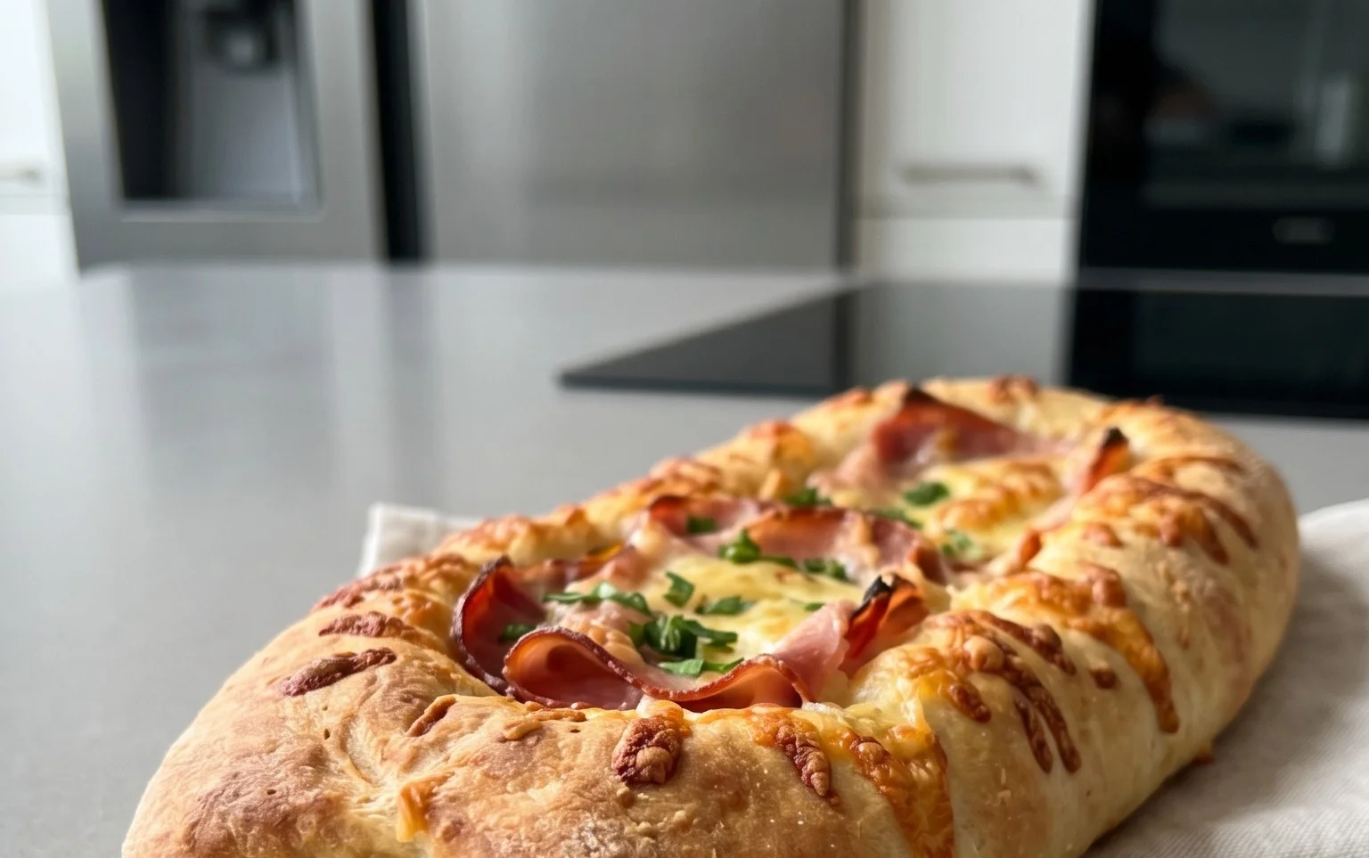 Handbrot mit Schinken und Käse