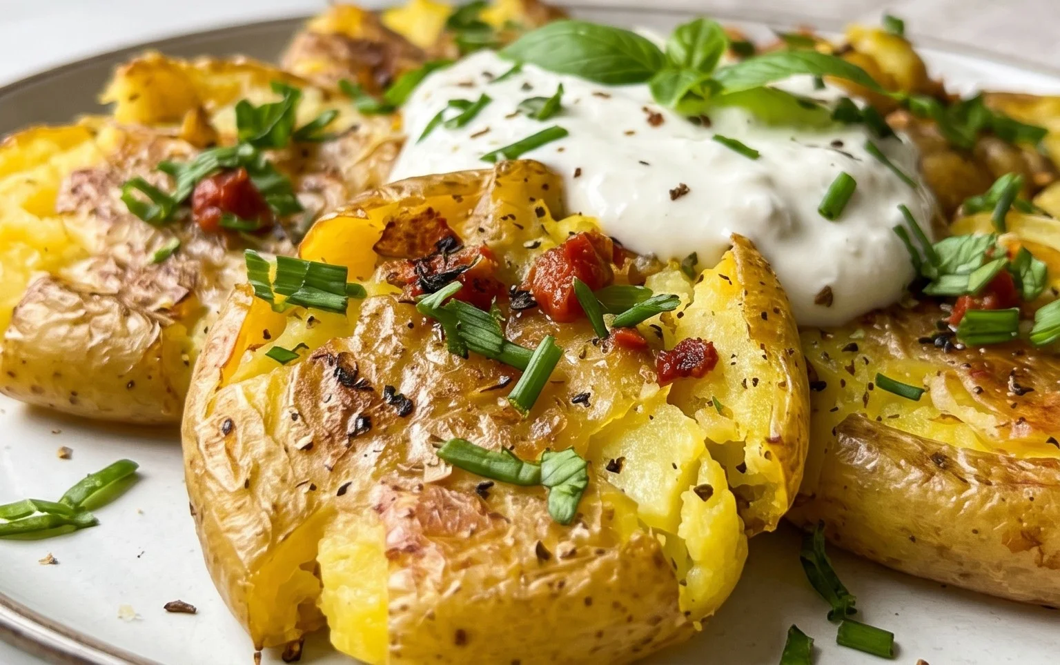 Smashed Potatoes mit Dip - einfach & genial