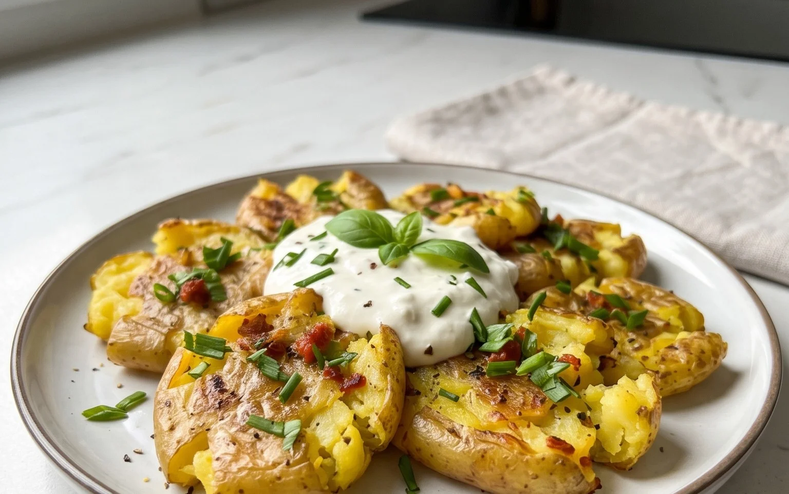 Smashed Potatoes mit Dip - einfach & genial