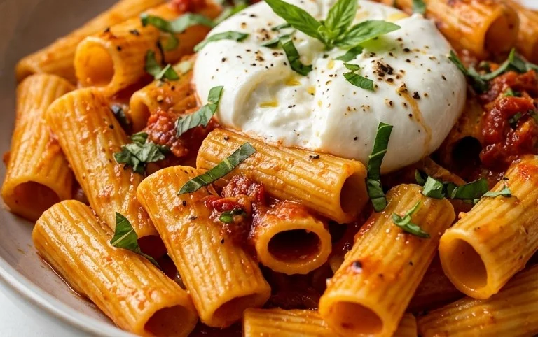 Spicy burrata rigatoni