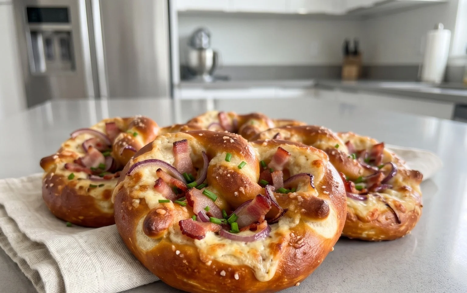 Flammkuchen Brezeln – Partysnack zum Vorbereiten