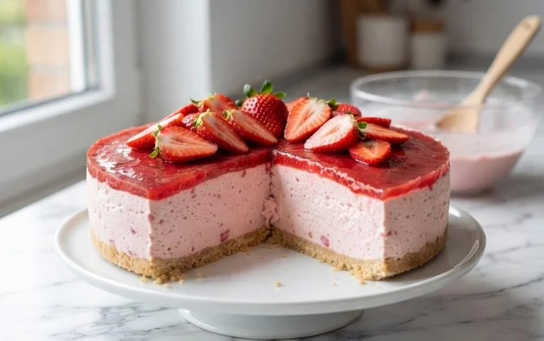 3 Ingredient No Bake Strawberry Cloud Cake