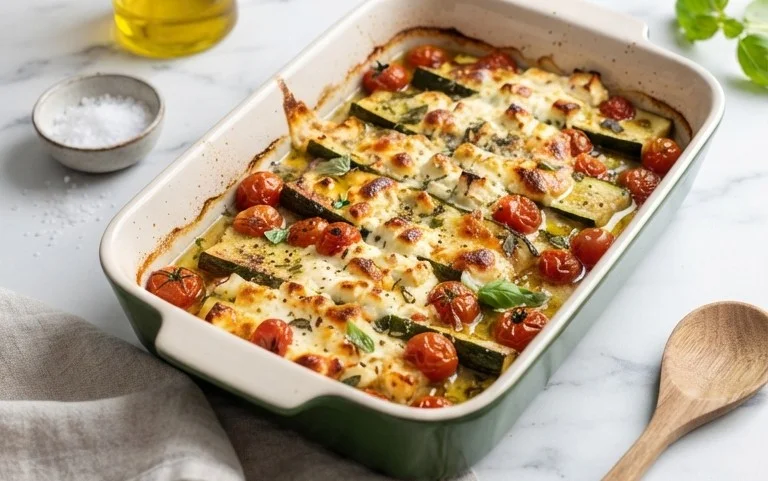Courgettes feta au four