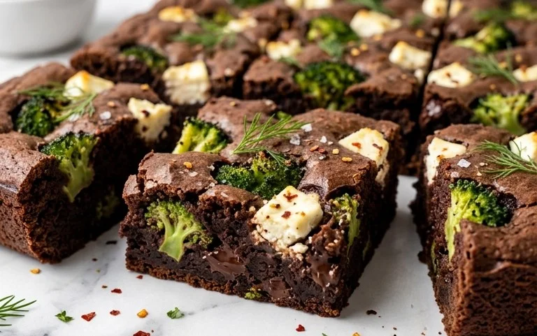 Broccoli and Feta Brownies
