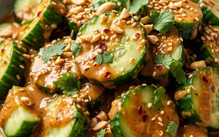 Cucumbers in Spicy Peanut Sauce