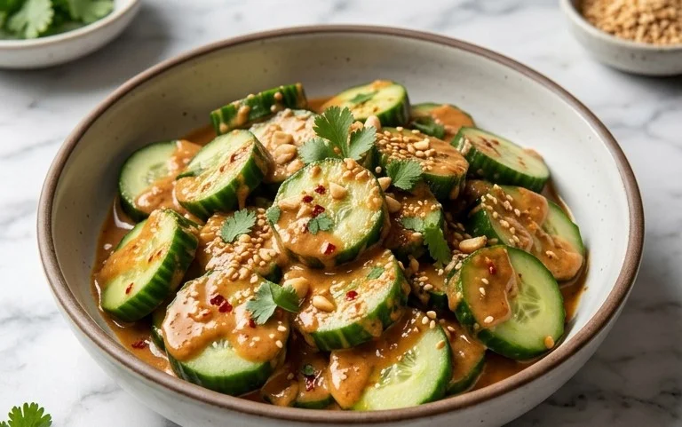 Cucumbers in Spicy Peanut Sauce