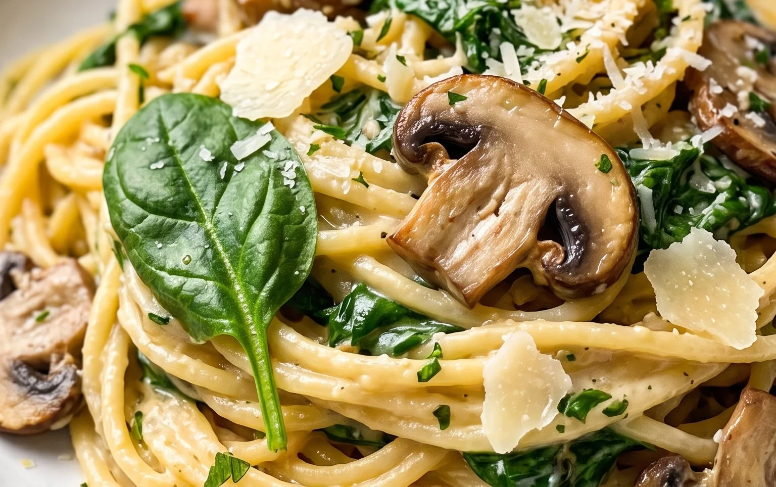 One-Pot Garlic Parmesan Pasta with Spinach and Mushrooms