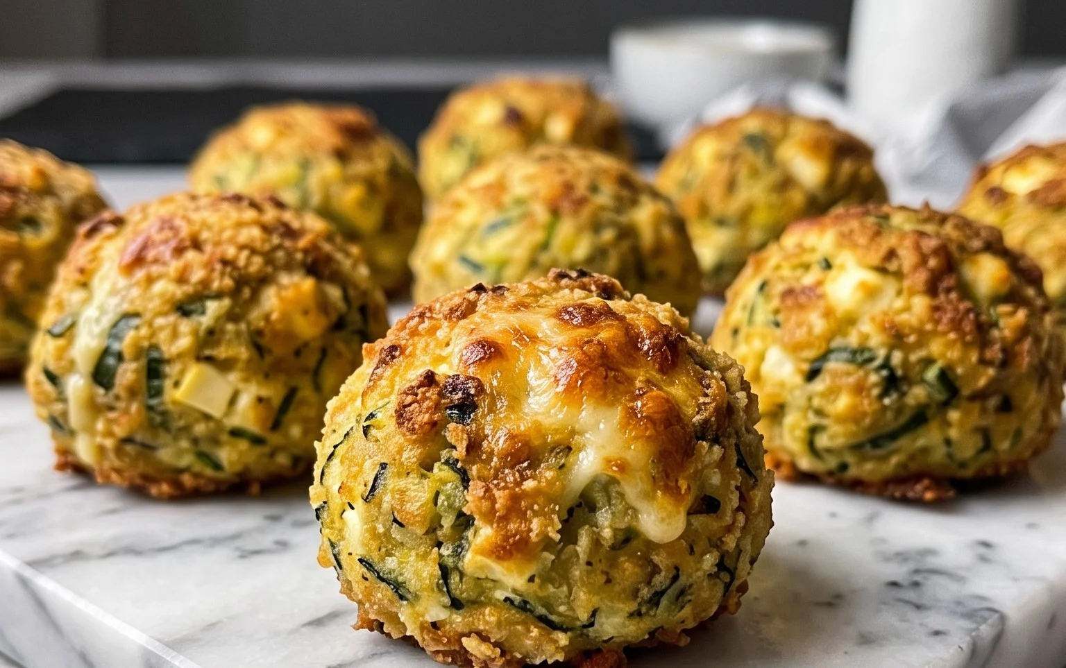 Knusprige Zucchini-Feta-Bällchen aus dem Ofen genießen!