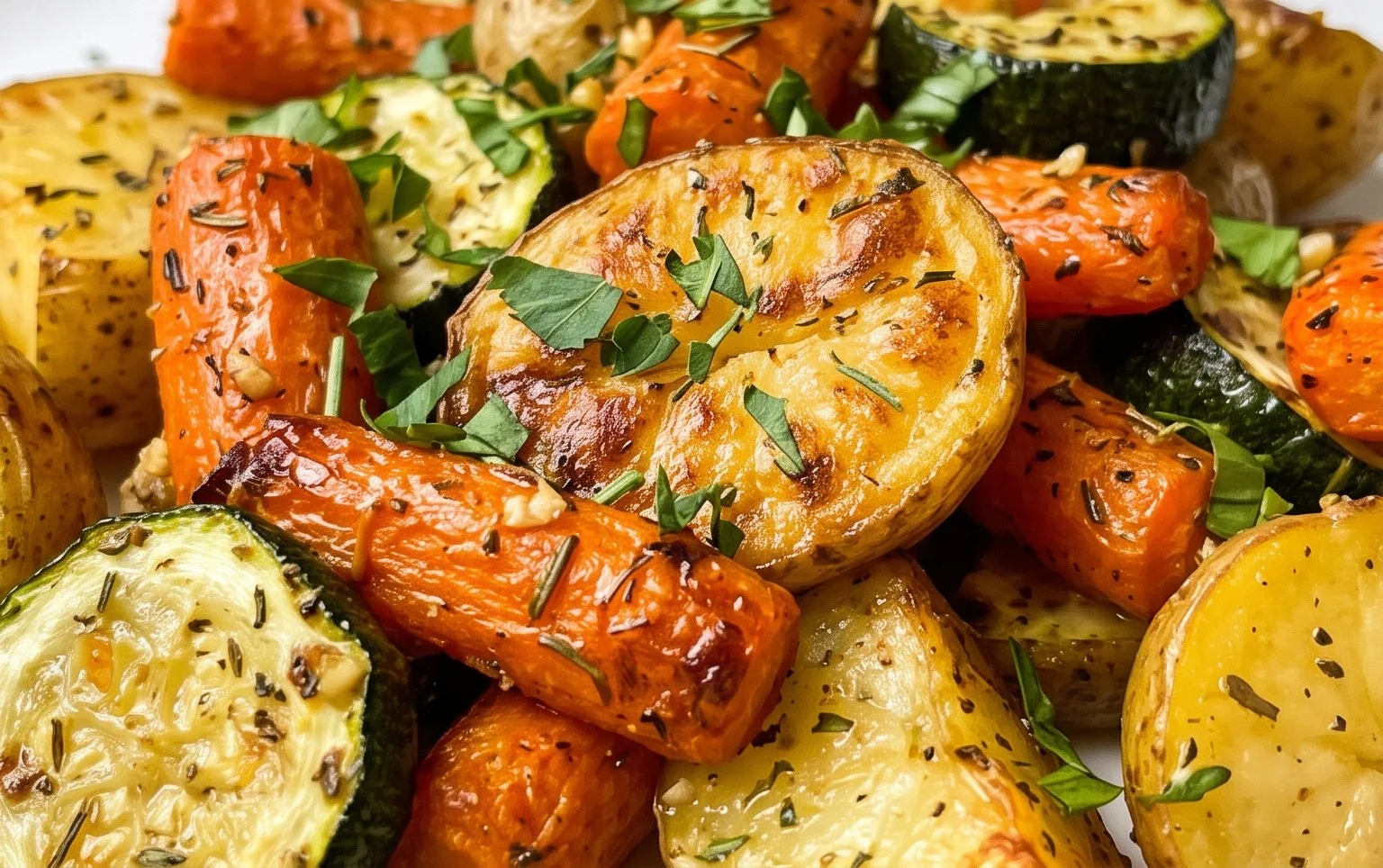 Garlic Herb Roasted Potatoes Carrots and Zucchini