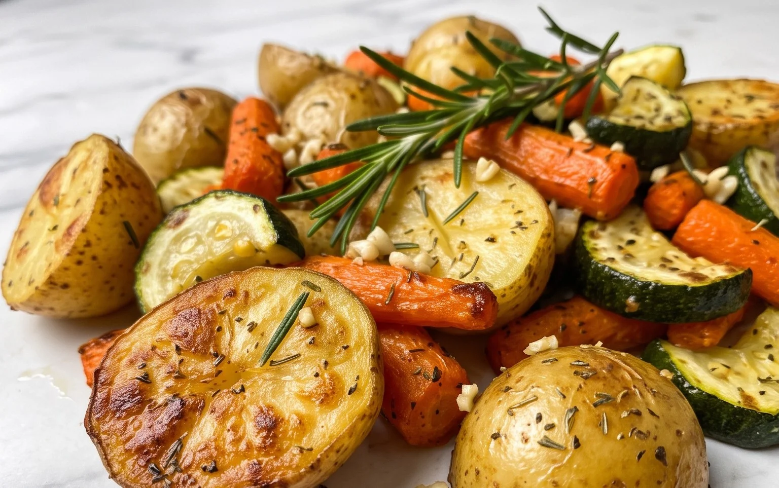 Garlic Herb Roasted Potatoes Carrots and Zucchini