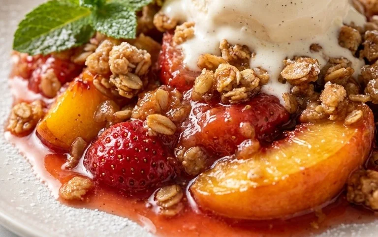 Peach & Strawberry Crisp