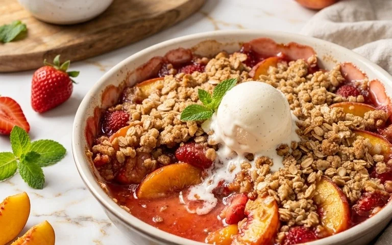 Peach & Strawberry Crisp