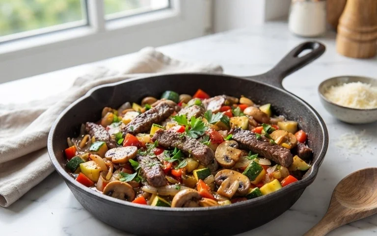 Zucchini-Cbeef hampignonpfanne