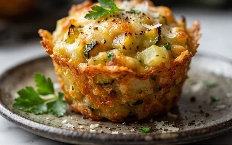 Crispy Parmesan Zucchini Potato Muffins