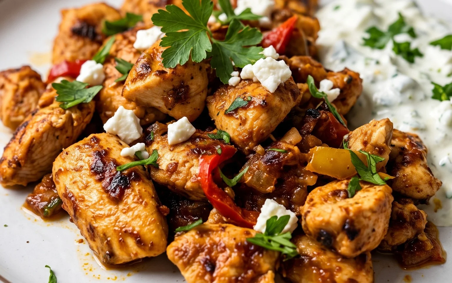 Mediterranes Hähnchen-Gyros mit Feta-Tzatziki genießen!
