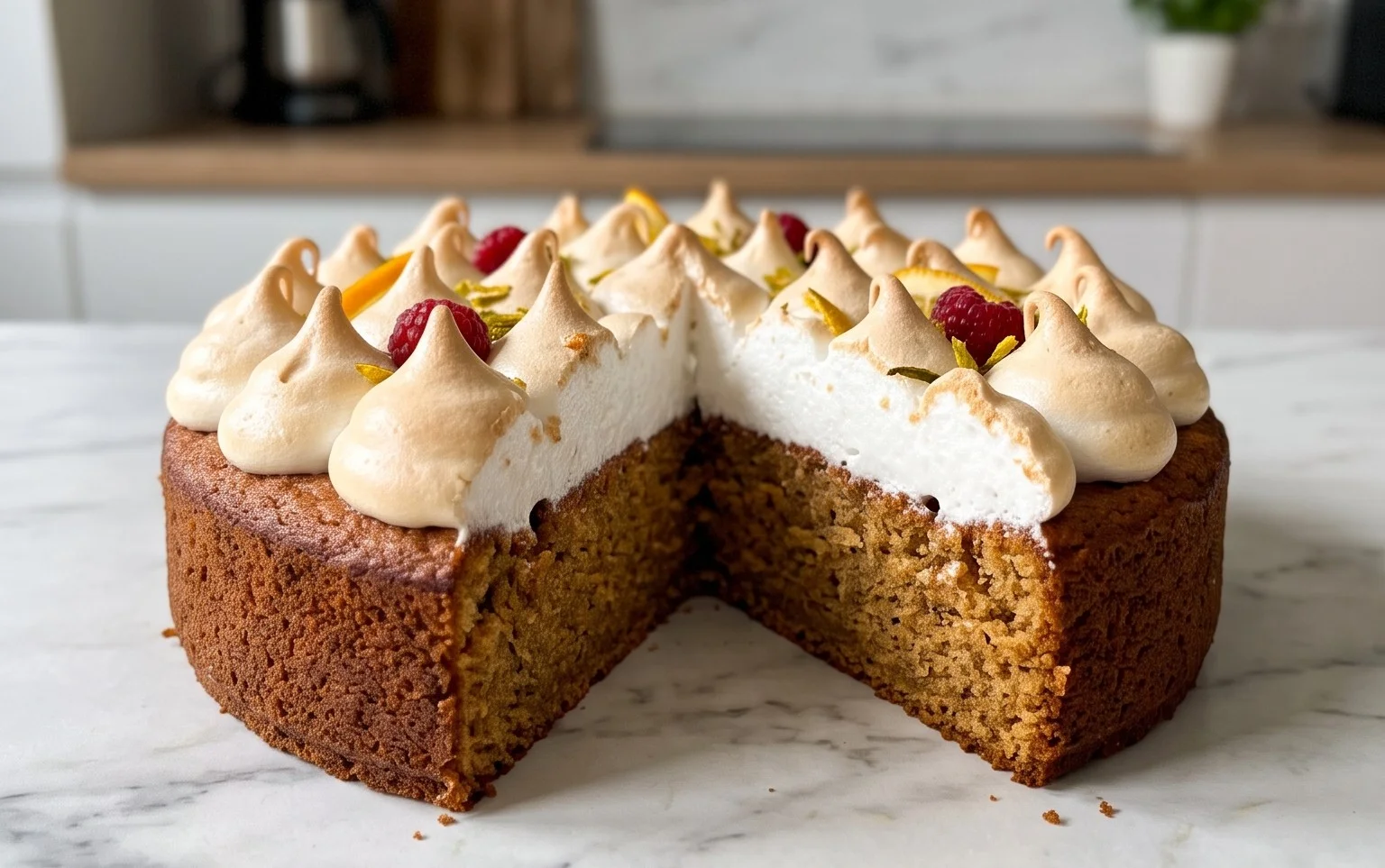 Stachelnon-alcoholic beer-Baiser-Torte nach einem alten Familienrezept