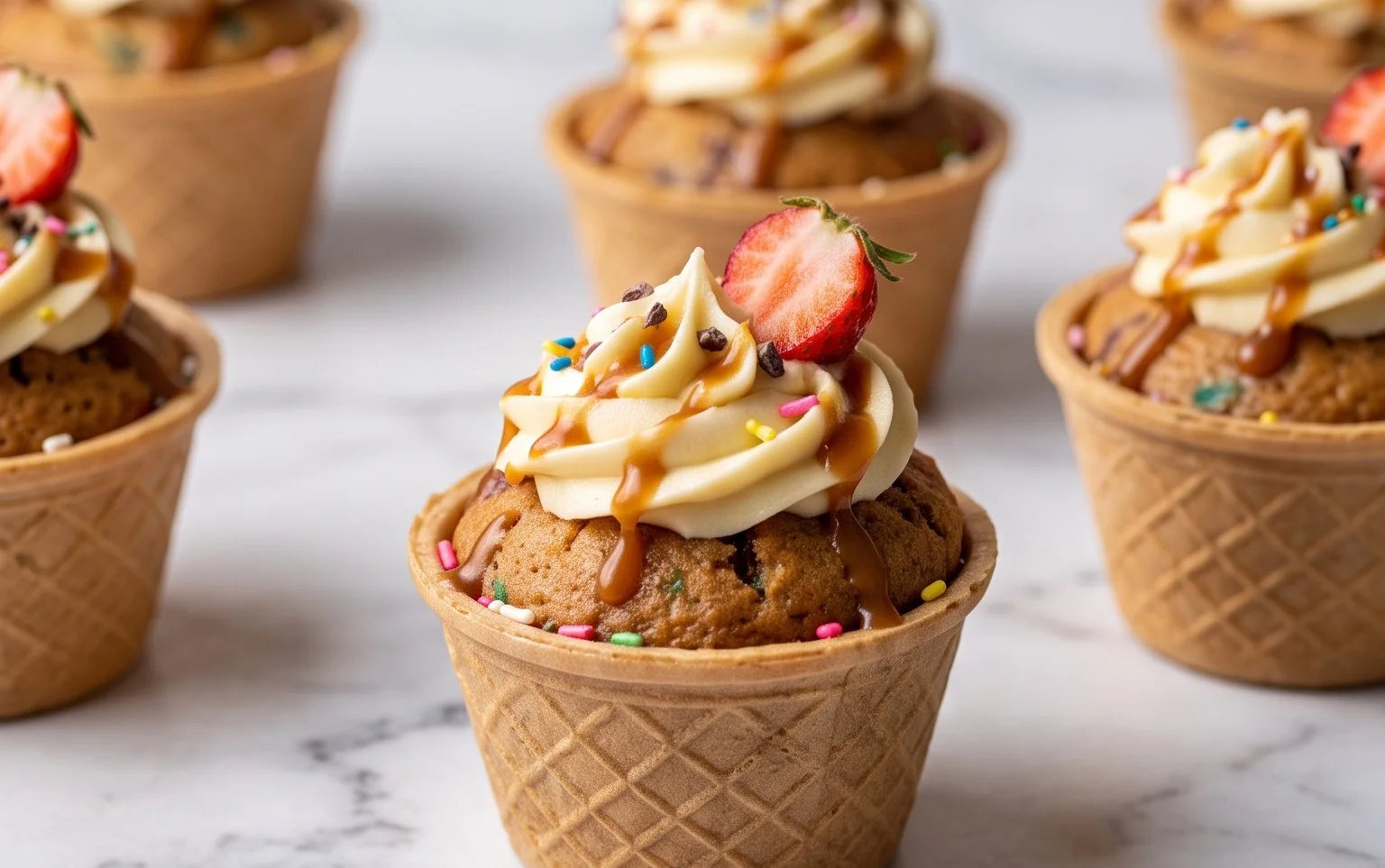 Kuchen im Waffelbecher