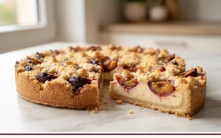 Zwetschgen-Käsekuchen - mit Mürbeteigboden & Streusel