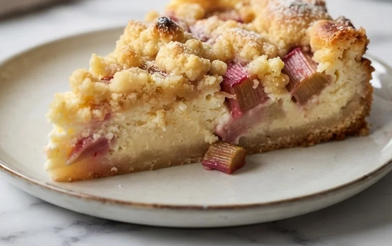 Rhabarber Käsekuchen mit Streuseln