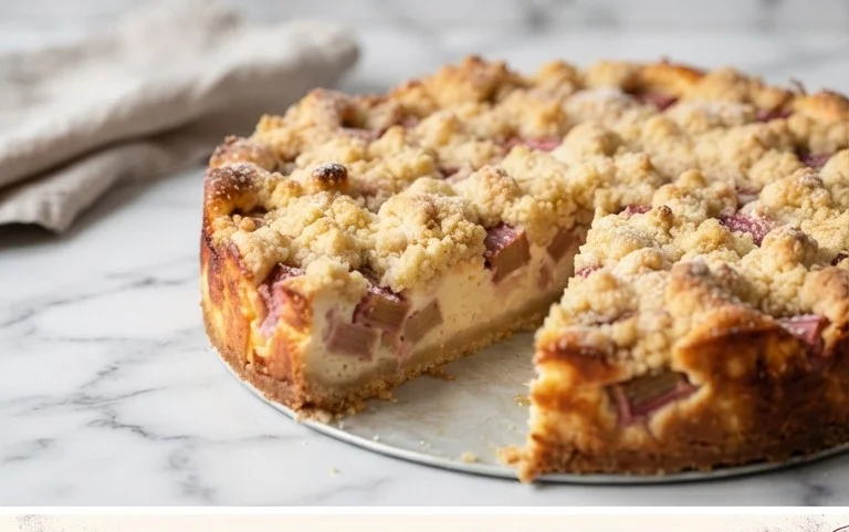 Rhabarber Käsekuchen mit Streuseln